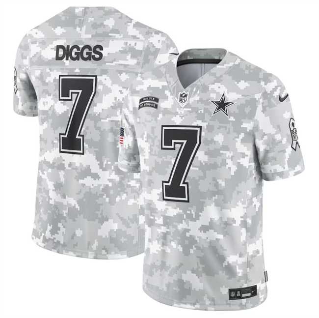 Mens Dallas Cowboys #7 Trevon Diggs 2024 Arctic Camo Salute To Service Limited Stitched Jersey Dyin